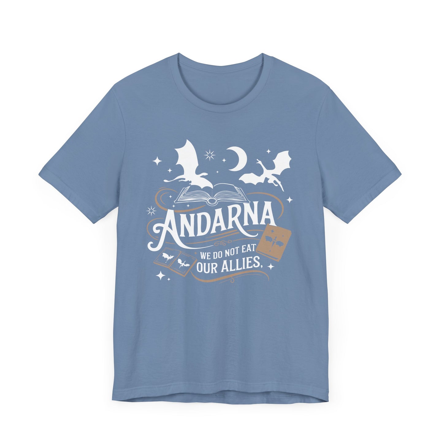 Andarna We do not eat our Allies - Four Wing - Iron Flame Unisex Tee Merch, , Graphic T-Shirt - Bookworm