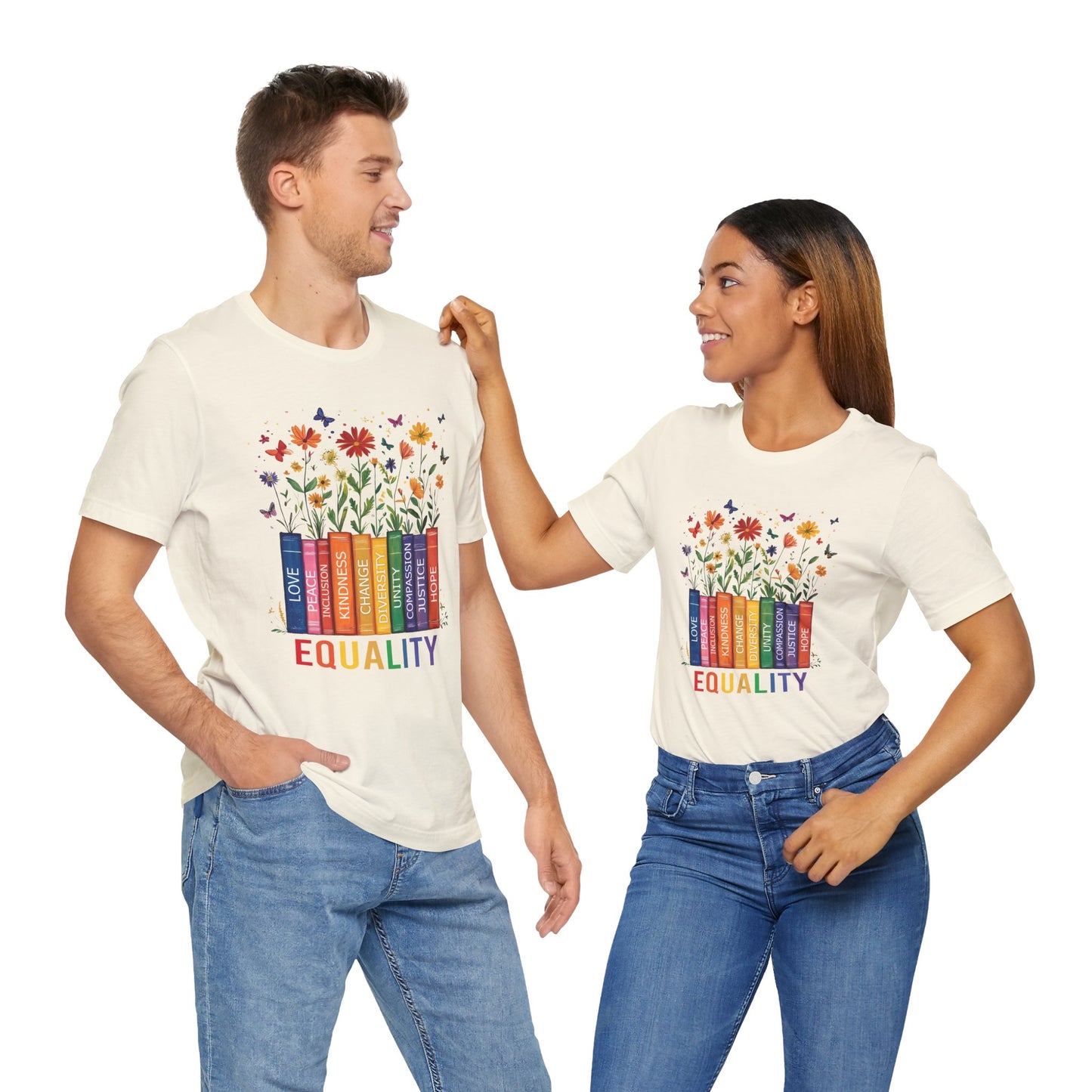 Equality - Pride - Peace - Love Unity Unisex Tee - Rainbow design - Love is Love