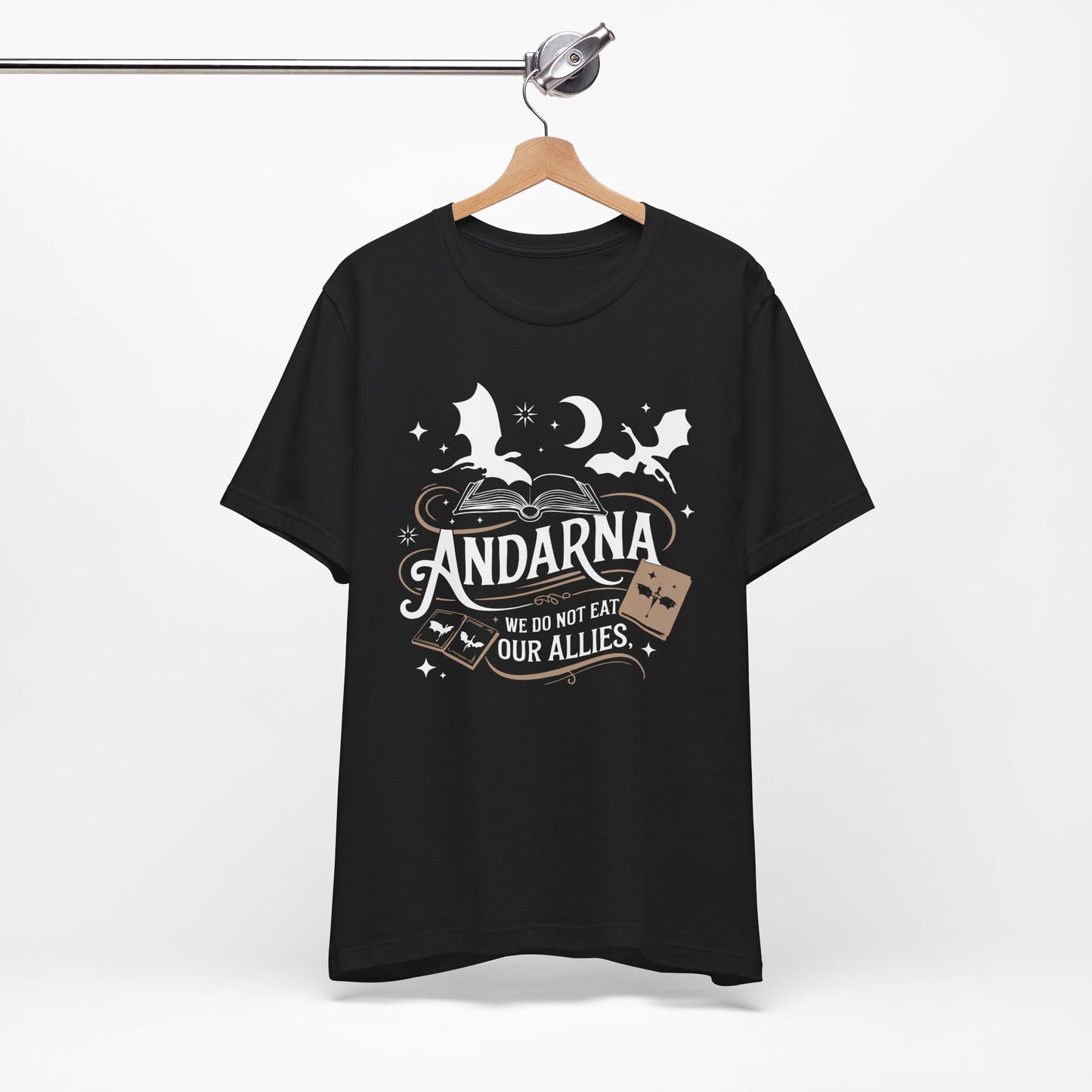 Andarna We do not eat our Allies - Four Wing - Iron Flame Unisex Tee Merch, , Graphic T-Shirt - Bookworm