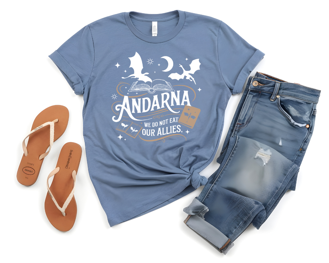 Andarna We do not eat our Allies - Four Wing - Iron Flame Unisex Tee Merch, , Graphic T-Shirt - Bookworm