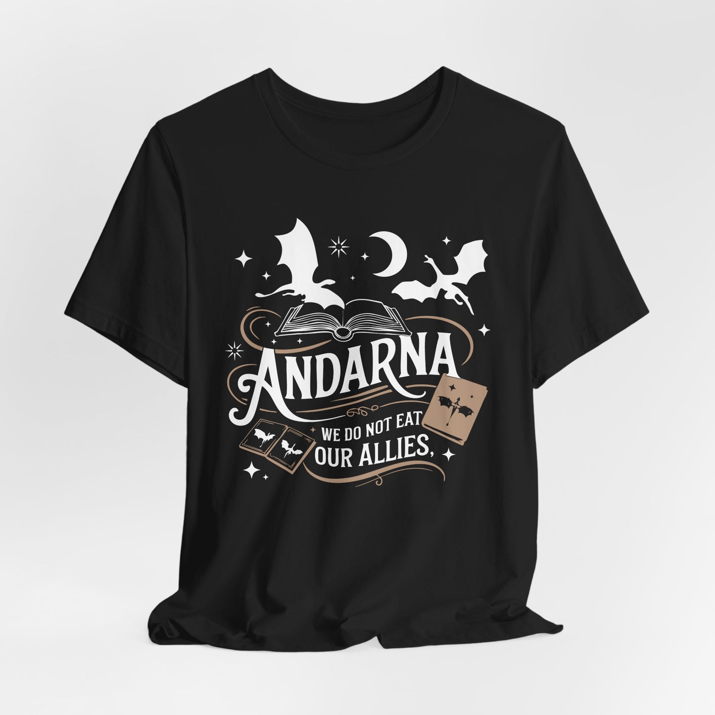 Andarna We do not eat our Allies - Four Wing - Iron Flame Unisex Tee Merch, , Graphic T-Shirt - Bookworm